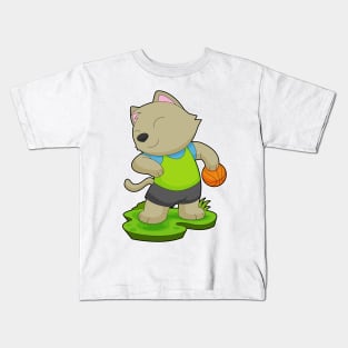 Cat Basketball player Basketball Kids T-Shirt